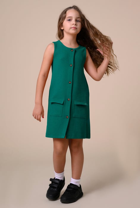 Girls Purple Sleeveless Button Front Dress (2yrs-9yrs)