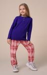 Girls Solid Top & Check Pyjama Set (2/3yrs-8/9yrs)