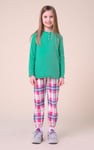 Girls Solid Top & Check Pyjama Set (2/3yrs-8/9yrs)