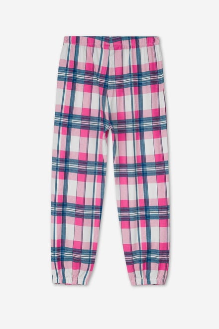 Girls Solid Top & Check Pyjama Set (2/3yrs-8/9yrs)