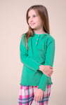 Girls Solid Top & Check Pyjama Set (2/3yrs-8/9yrs)