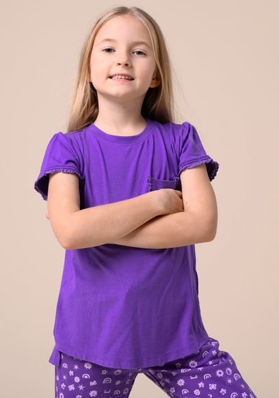Girls Daisy Pocket Tee With Lace (2/3yrs-8/9yrs)