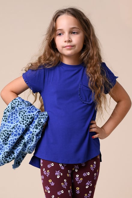 Girls Daisy Pocket Tee With Lace (2/3yrs-8/9yrs)