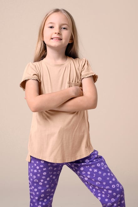 Girls Daisy Pocket Tee With Lace (2/3yrs-8/9yrs)