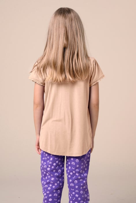 Girls Cream Daisy Pocket Tee With Lace (2/3yrs-8/9yrs)