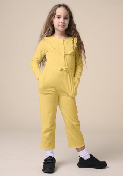 Frill Detail Button Through Jumpsuit (2yrs-9yrs)