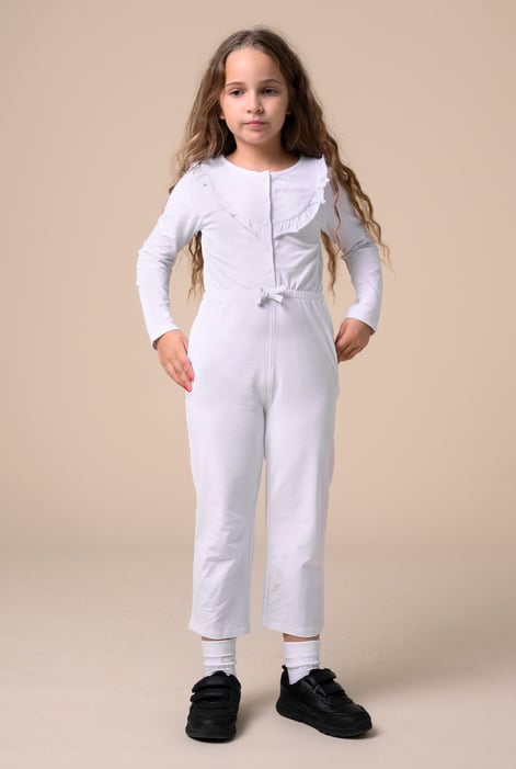 Red Frill Detail Button Through Jumpsuit (2yrs-9yrs)