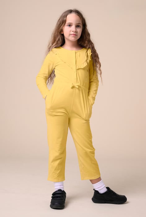 Red Frill Detail Button Through Jumpsuit (2yrs-9yrs)
