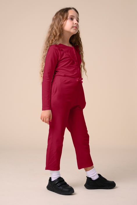 Red Frill Detail Button Through Jumpsuit (2yrs-9yrs)