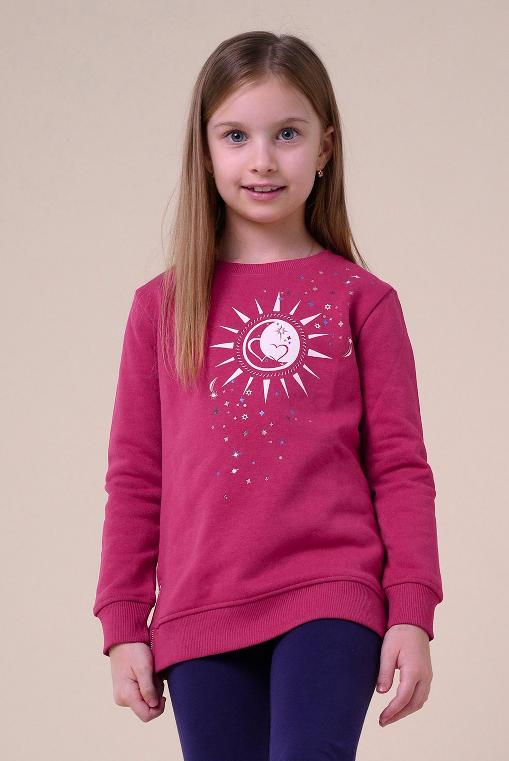 Enorsia Girls Red Sun With Star Print Sweatshirt (2Yrs-9Yrs) - Uk 9/10 Yrs