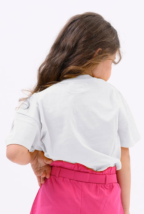 Girls White Rainbow Embroidered T-Shirt