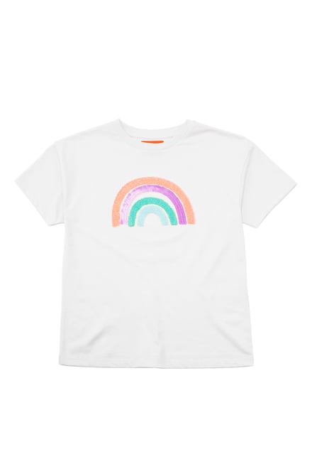 Girls Rainbow Embroidered T-Shirt
