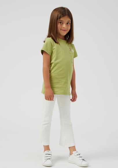 Girls Texture Ribbed Flared Leggings