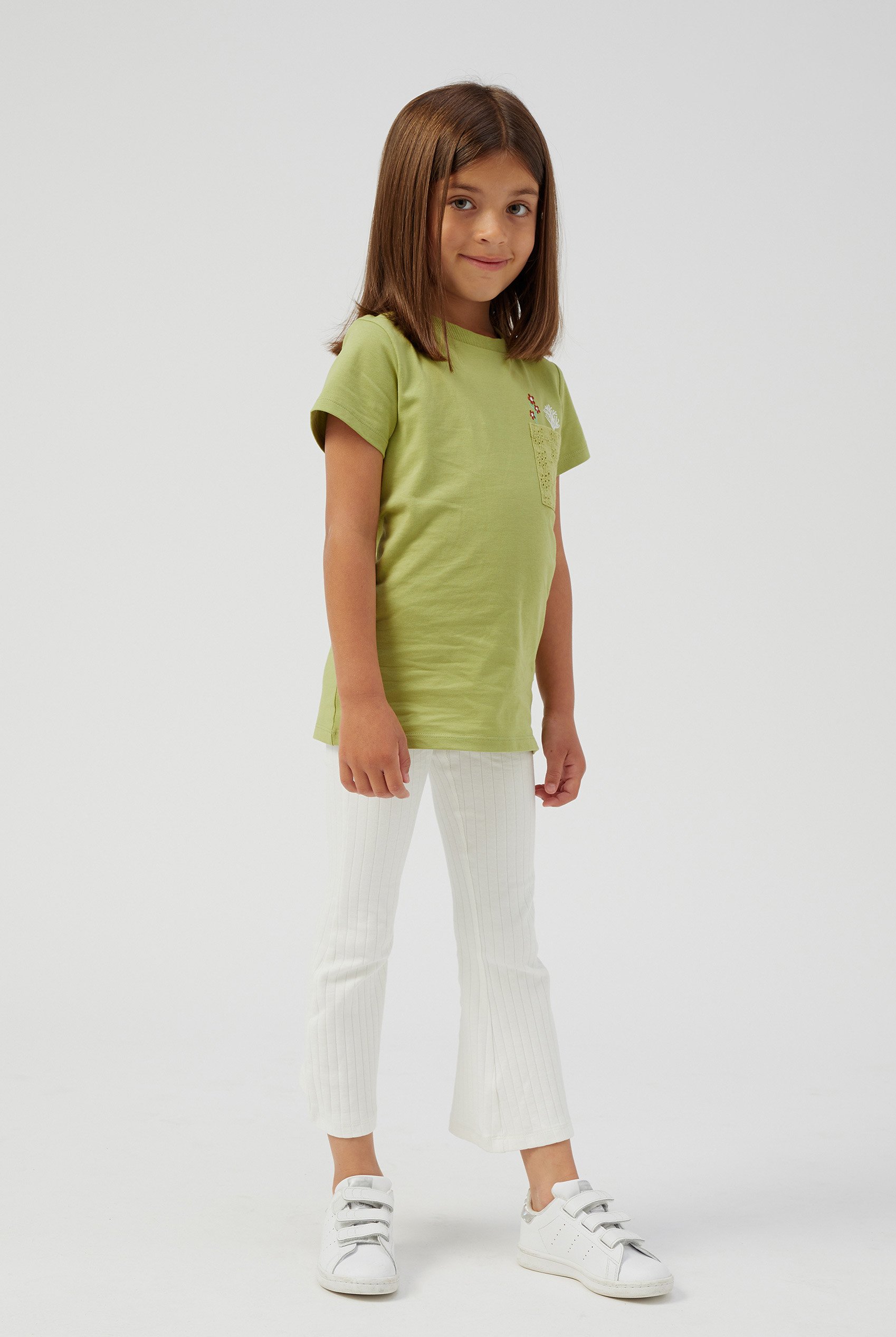 Enorsia Girls White Texture Ribbed Flared Leggings - Uk 10/11 Yrs