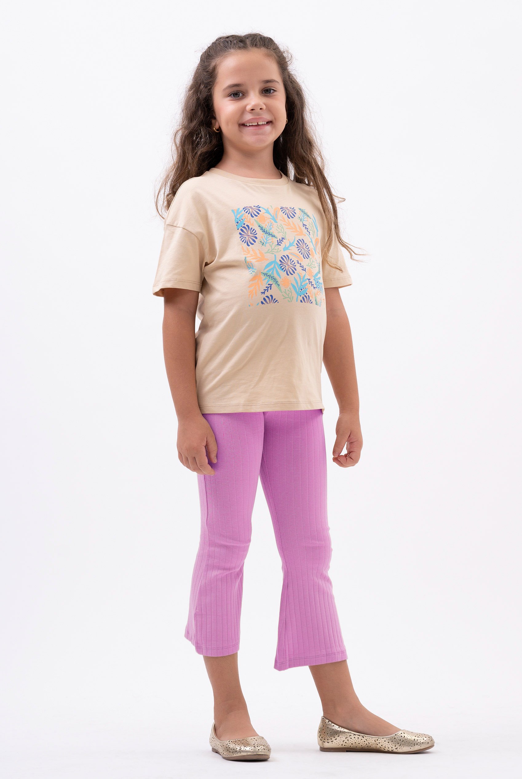 Enorsia Girls Pink Texture Ribbed Flared Leggings - Uk 9/10 Yrs