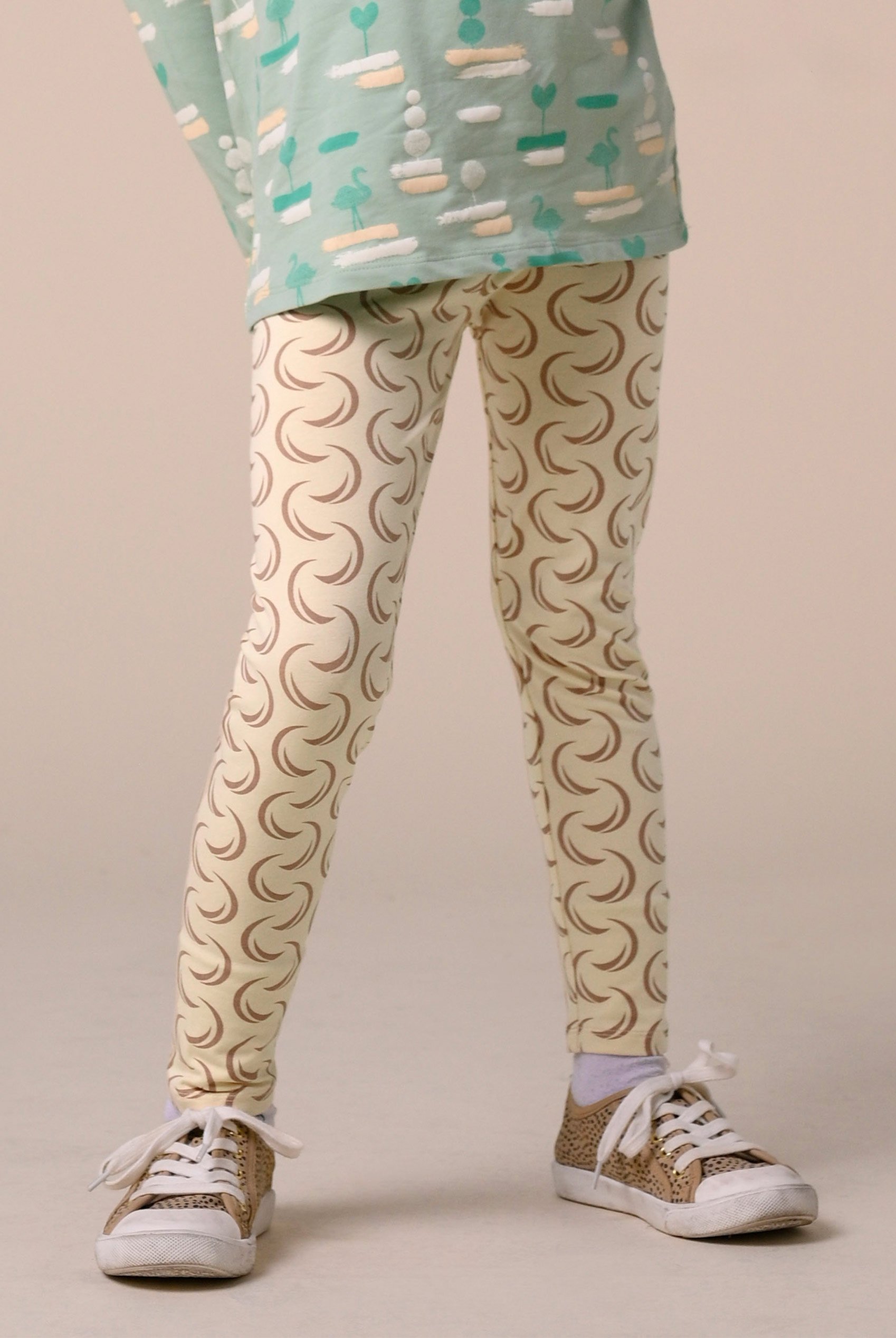Enorsia Girls Cream Geo Print Leggings (12/18Mths-6/7Yrs) - Uk 12/18 Mths