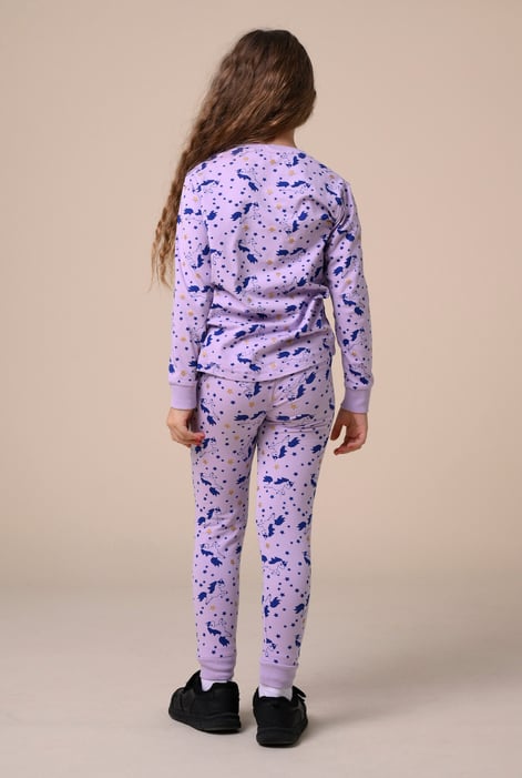Girls Purple Unicorn Print Pyjama Set (2/3yrs-7/8yrs)