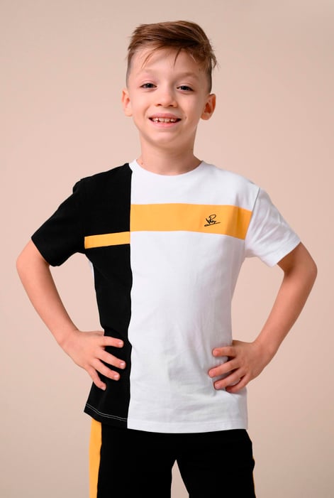 Boys White Colour Block T-Shirt ( 3yrs-9yrs)