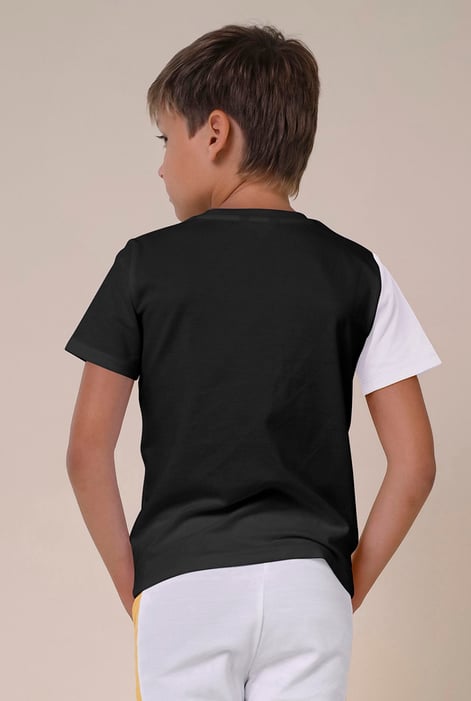 Boys Black Colour Block T-Shirt ( 3yrs-9yrs)