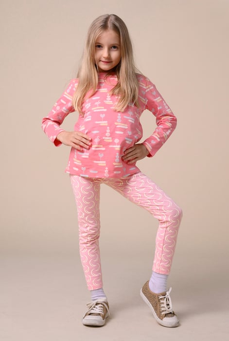 Girls Pink Geo Print Leggings (12/18mths-6/7yrs)