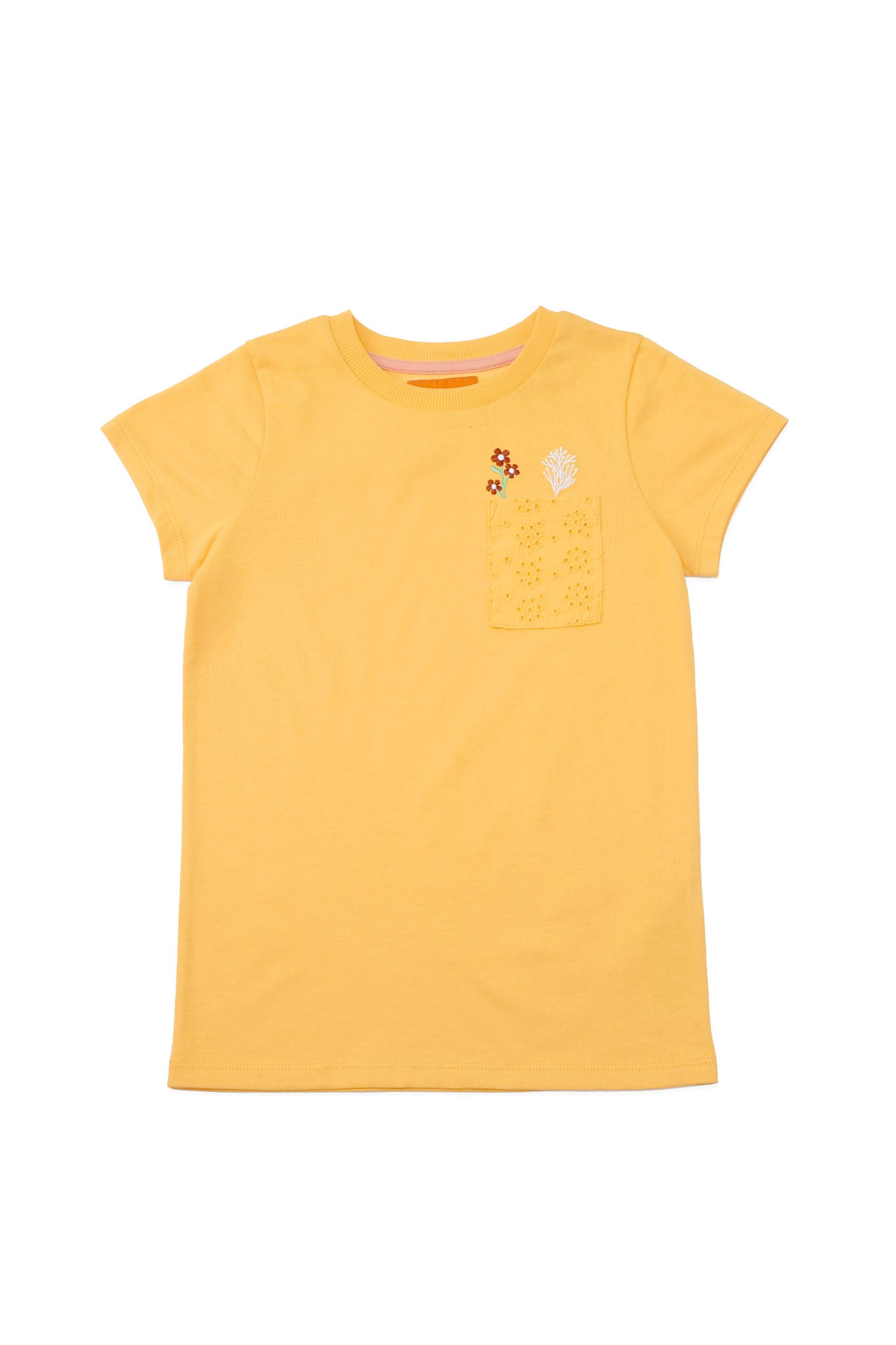 Girls Broderie Pocket With Embroidery T-Shirt