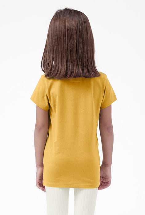 Girls Yellow Broderie Pocket With Embroidery T-Shirt
