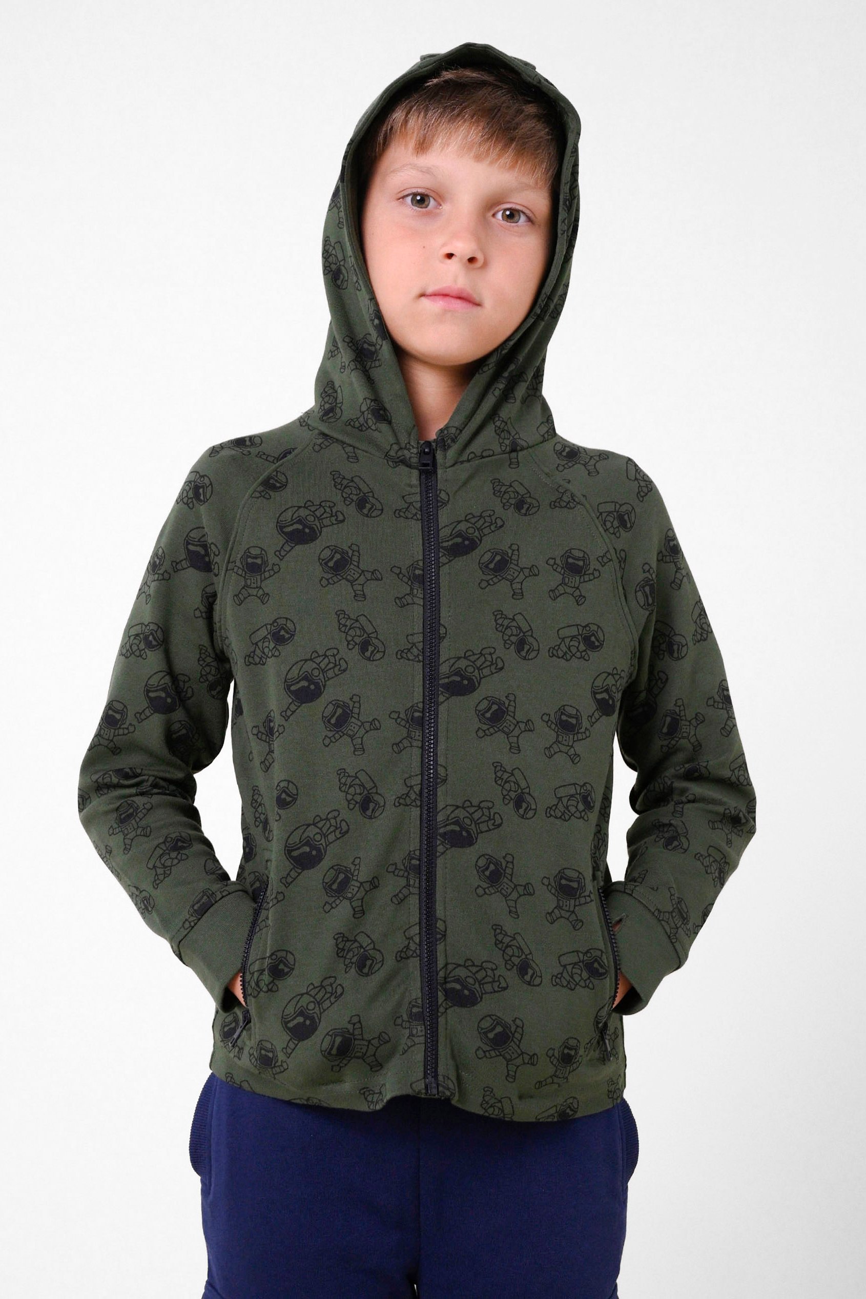 Boys Printed Zipper Hoodie ( 12/18mths-7yrs)