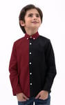 Boys LS Red/Black Colourblock Shirt (3-14yrs)