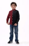 Boys LS Red/Black Colourblock Shirt (3-14yrs)