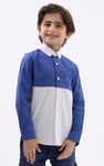 Boys LS Blue/White Colourblock Shirt (3-14yrs)