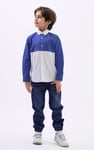 Boys LS Blue/White Colourblock Shirt (3-14yrs)