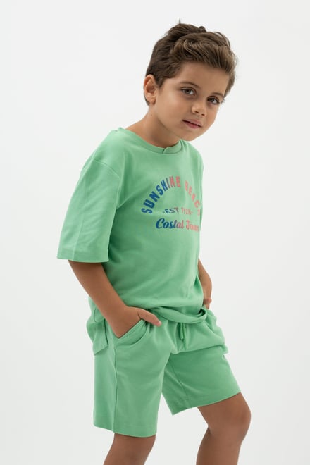 Two-Toned Printed T-Shirt And Shorts Set