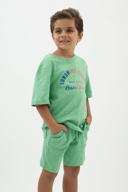 Two-Toned Printed T-Shirt And Shorts Set