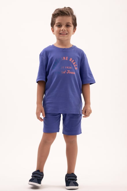 Two-Toned Printed T-Shirt And Shorts Set