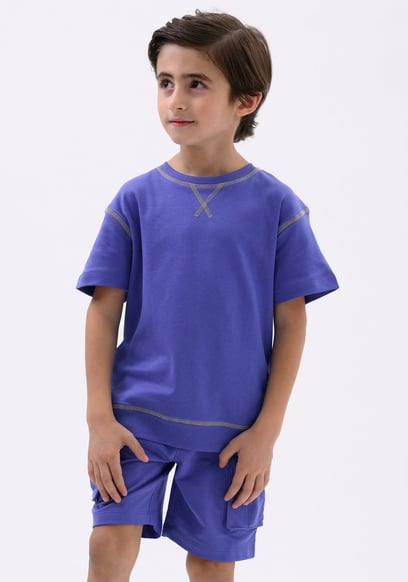 Drop Shoulder T-Shirt And Cargo Shorts Set