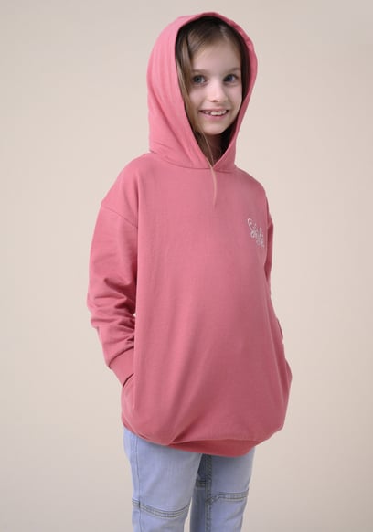 Smile Embroidery Longline Hoodie  (2yrs-9yrs)