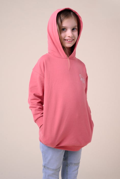 White Smile Embroidery Longline Hoodie  (2yrs-9yrs)