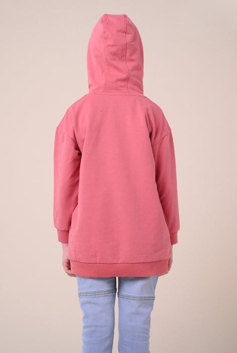 Red Smile Embroidery Longline Hoodie  (2yrs-9yrs)