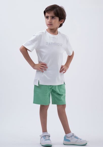 Crew Neck Shiny Printed T-Shirt