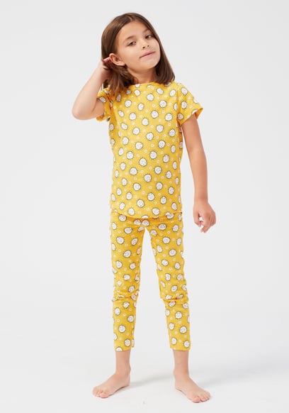 Girls Printed SS T-Shirt & Cropped Pyjama Set