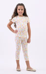 Girls Printed SS T-Shirt & Cropped Pyjama Set