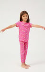 Girls Printed SS T-Shirt & Cropped Pyjama Set
