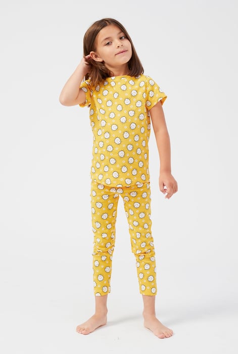 Girls White Graphic T-Shirt & Cropped Pyjama Sleep Set