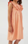 Girls Square Neck Ruffle Sleeve Dress