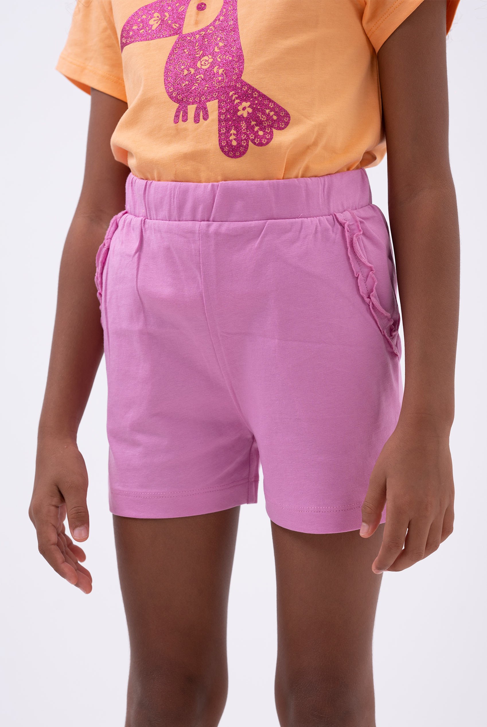 Enorsia Girls Pink Frilly Pocket Jersey Shorts - Uk 12/18 Mths