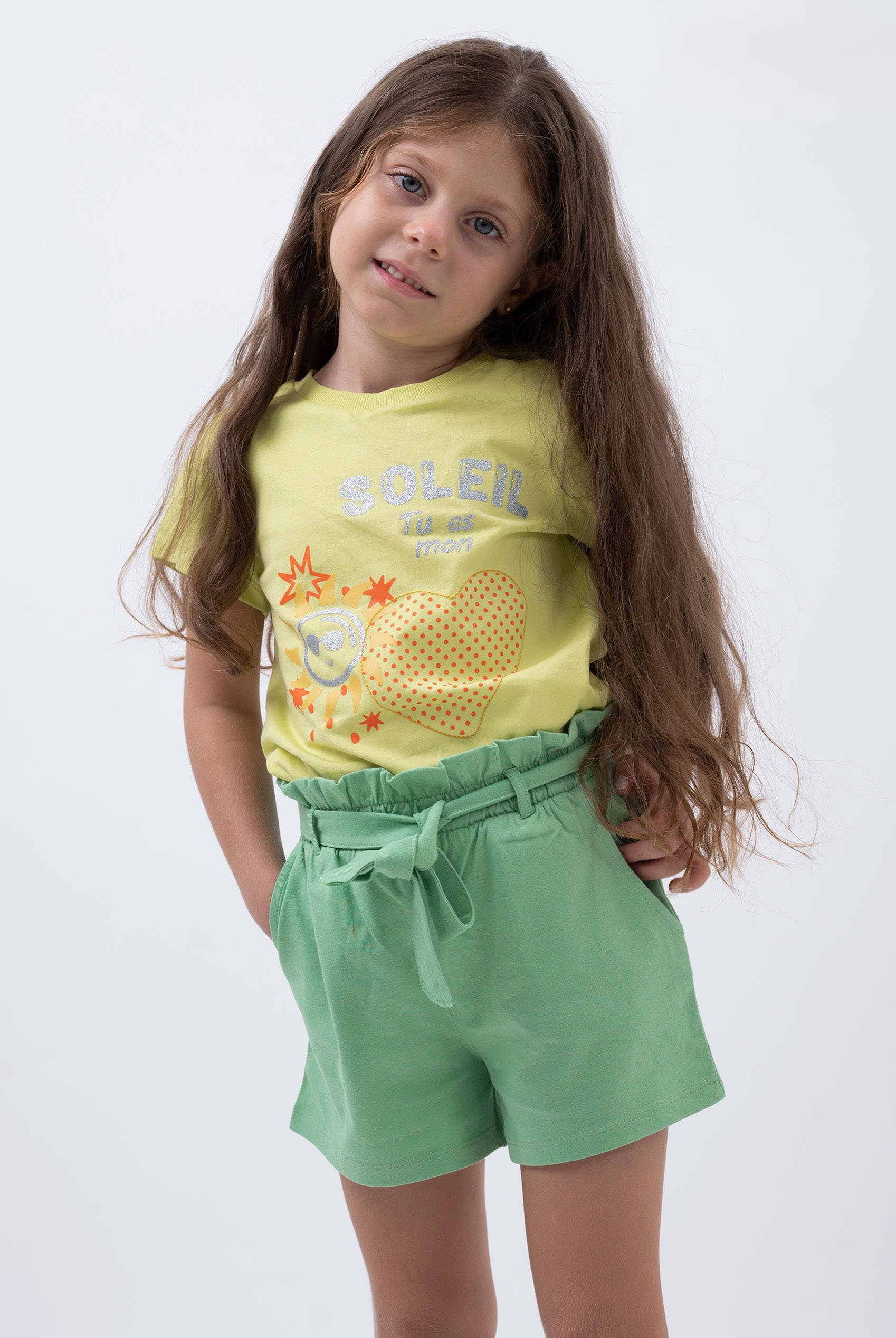Enorsia Girls Green Paper Bag Jersey Shorts - Uk 12/18 Mths