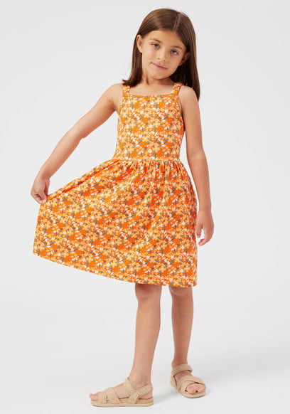 Strappy Floral Printed Jersey Dress