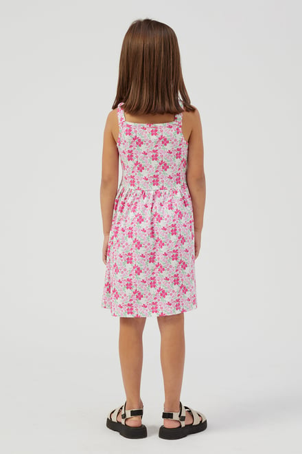 Strappy Floral Printed Jersey Dress