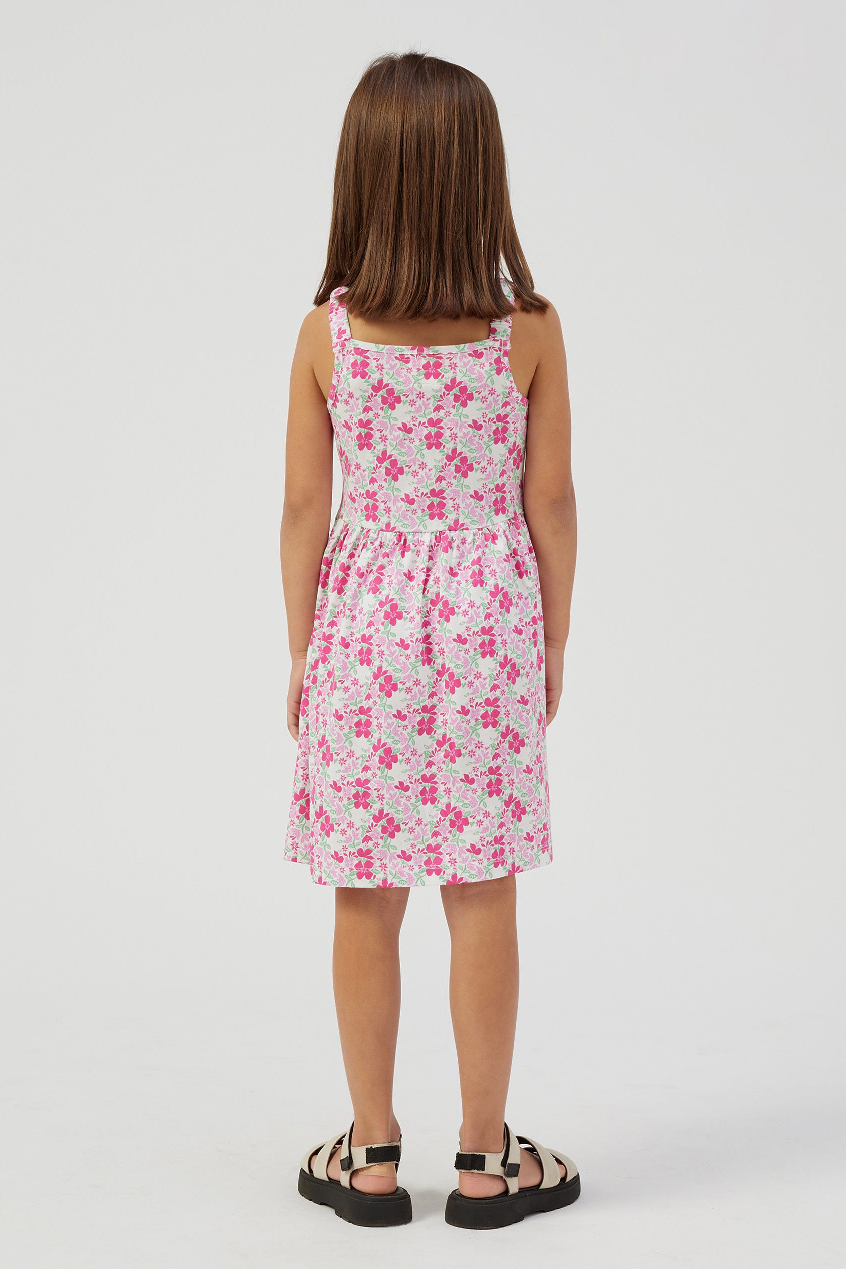 Strappy Floral Printed Jersey Dress