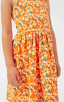 Strappy Floral Printed Jersey Dress